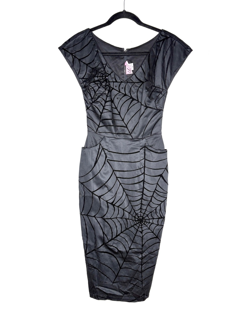 Vixen by Micheline Pitt Black Spiderweb Velvet-Print Midi Dress